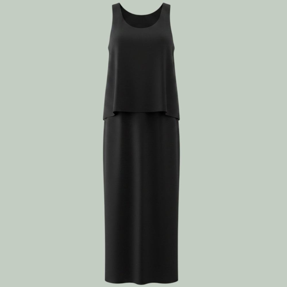 Ursula of Switzerland Popover Maxi Dress Women 14 Black Layered Evening Gown